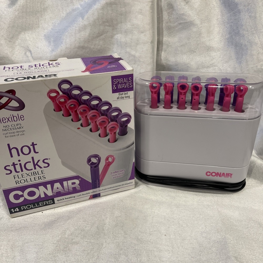 Conair Hot Sticks 14 Flexible Hair Curler Rollers Purple /‎ Pink  Clean Tested